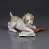 Винтажная фарфоровая статуэтка Рождество Щенок Собака Испания Lladro NAO 7427 Puppy’s Christmas