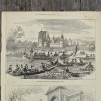 Антикварная иллюстрация The Illustrated London News The shah on the lake of Laxenburg near Vienna
