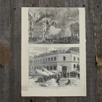 Антикварная иллюстрация The Illustrated London News Assemblage of Paris republicans at the column of July, place de la Bastille