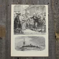 Антикварная иллюстрация The Illustrated London News A wounded french soldier returned home