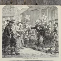 Антикварная иллюстрация The Illustrated London News A wounded french soldier returned home