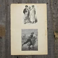 Антикварная иллюстрация The Illustrated London News Spanish peasants, The captain of the spanish pirate ship