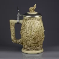 Винтажная керамическая кружка с крышкой Волк Ceramarte Avon Wolves Tribute North American Wolf Stein