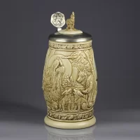 Винтажная керамическая кружка с крышкой Волк Ceramarte Avon Wolves Tribute North American Wolf Stein