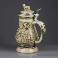 Винтажная керамическая кружка с крышкой Охотничьи собаки Ceramarte Avon Great Dogs Outdoors Stein