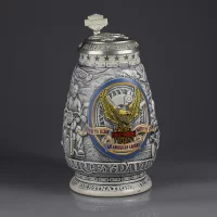 Винтажная керамическая кружка с крышкой Мотоциклы Harley Davidson Collector Stein Ceramarte