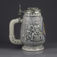 Винтажная керамическая кружка с крышкой Мотоциклы Harley Davidson Collector Stein Ceramarte
