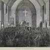 Антикварная иллюстрация The Illustrated London News Funeral Service in St Mary's Chapel, Chiselhurst