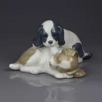 Винтажная фарфоровая статуэтка Собаки Щенки Испания Lladro NAO 385 Wake Up