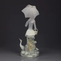 Винтажная фарфоровая статуэтка Испания Lladro Girl With Umbrella Девочка с зонтом Утки