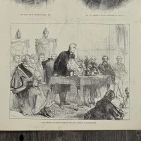 Антикварная иллюстрация The Illustrated London News Sun-fish captured at catalan bay, Gibraltar