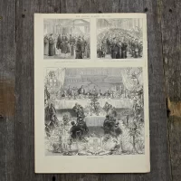 Антикварная иллюстрация The Illustrated London News Temple bar decorated, The Lord Mayors' table