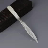 Антикварный английский сервировочный нож с перламутровой рукоятью Yates Brothers Turner & Co 1906 год