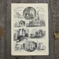 Антикварная иллюстрация The Illustrated London News The British Archeological Association Sheffield 1873