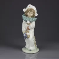 Винтажная фарфоровая статуэтка Пьеро с птицей и куклой Клоун Lladro NAO Bird in Hand