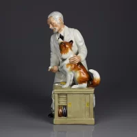 Винтажная фарфоровая статуэтка Англия Royal Doulton 2731 Thanks Doc Ветеринар с собакой