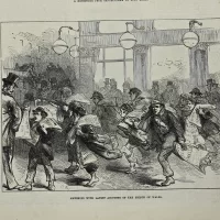 Антикварная иллюстрация The Illustrated London News The international exhibition entrance to the english picture gallery