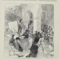 Антикварная иллюстрация The Illustrated London News The international exhibition entrance to the english picture gallery