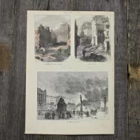 Антикварная иллюстрация The Illustrated London News Scene on the boulevard Montmartre, Paris une folle