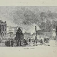 Антикварная иллюстрация The Illustrated London News Scene on the boulevard Montmartre, Paris une folle