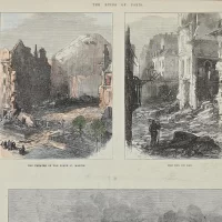 Антикварная иллюстрация The Illustrated London News Scene on the boulevard Montmartre, Paris une folle