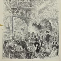 Антикварная иллюстрация The Illustrated London News Parisians at sceaux dining in the tree