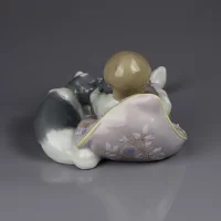 Винтажная фарфоровая статуэтка Мальчик с щенками и собакой Lladro 1535 Sweet Dreams