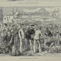 Антикварная иллюстрация The Illustrated London News Barracks of the german troops at Rheims