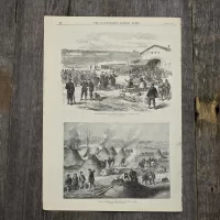 Антикварная иллюстрация The Illustrated London News Making charcoal in the bois de boulogne, Paris