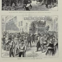 Антикварная иллюстрация The Illustrated London News Making charcoal in the bois de boulogne, Paris