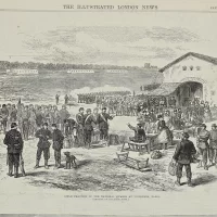 Антикварная иллюстрация The Illustrated London News Making charcoal in the bois de boulogne, Paris