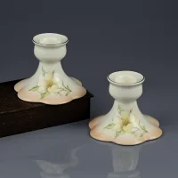 Пара винтажных английских подсвечников с цветочным декором Palissy Royal Worcester Spode