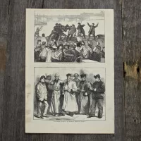 Антикварная иллюстрация The Illustrated London News The civil war in Paris fugitive residence at the northern railway station