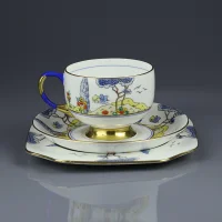 Винтажный кофейный фарфоровый сервиз в стиле ар-деко Carlton Ware Sylvan Англия