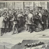 Антикварная иллюстрация The Illustrated London News The civil war in Paris fugitive residence at the northern railway station