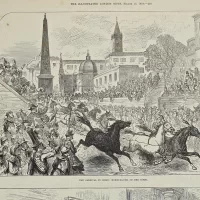 Антикварная иллюстрация The Illustrated London News The carnival in Rome horse-racing on the Corso