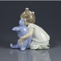 Винтажная фарфоровая статуэтка Девочка с зайцем Lladro NAO 1263 I Love You So Much