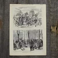 Антикварная иллюстрация The Illustrated London News Burning of the hotel de ville Paris