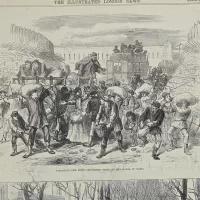 Антикварная иллюстрация The Illustrated London News Burning of the hotel de ville Paris