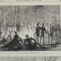 Антикварная иллюстрация The Illustrated London News The germans in Paris bivouac of uhlans in the Champs Elysees