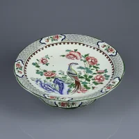 Антикварная английская тарелка-тортница на ножке Rockery & Pheasant Sampson Hancock & Sons Corona Ware