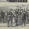Антикварная иллюстрация The Illustrated London News Greenwich hospital school, boys in Trafalgar square