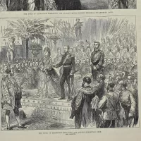 Антикварная иллюстрация The Illustrated London News The duke of Edinburgh inspecting the Dublin Prince consort memorial