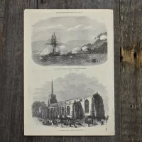 Антикварная иллюстрация The Illustrated London News Soldiers keeping the streets at Bordeaux