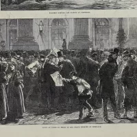 Антикварная иллюстрация The Illustrated London News Soldiers keeping the streets at Bordeaux
