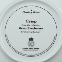Винтажная фарфоровая декоративная тарелка Великие скакуны Лошадь Англия Royal Worcester Danbury Mint Crisp Great Racehorses
