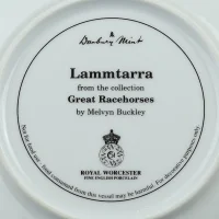 Винтажная фарфоровая декоративная тарелка Великие скакуны Лошадь Англия Royal Worcester Danbury Mint Lammtarra Great Racehorses