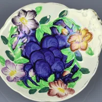 Винтажная английская тарелочка с цветочным орнаментом Maling 6553 Godetia dark blue