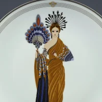 Тарелка винтажная фарфоровая декоративная Афина Эрте Ар-деко Franklin Mint House of Erte Athena