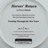 Тарелка винтажная фарфоровая декоративная Трактора Форд Самолёты Danbury Mint Heroes' Return Farming Through the War Years